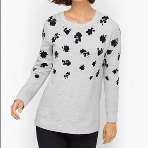 LAST CHANCE! Talbots Crewneck Gray Sweatshirt Pullover with Velvet Floral Small